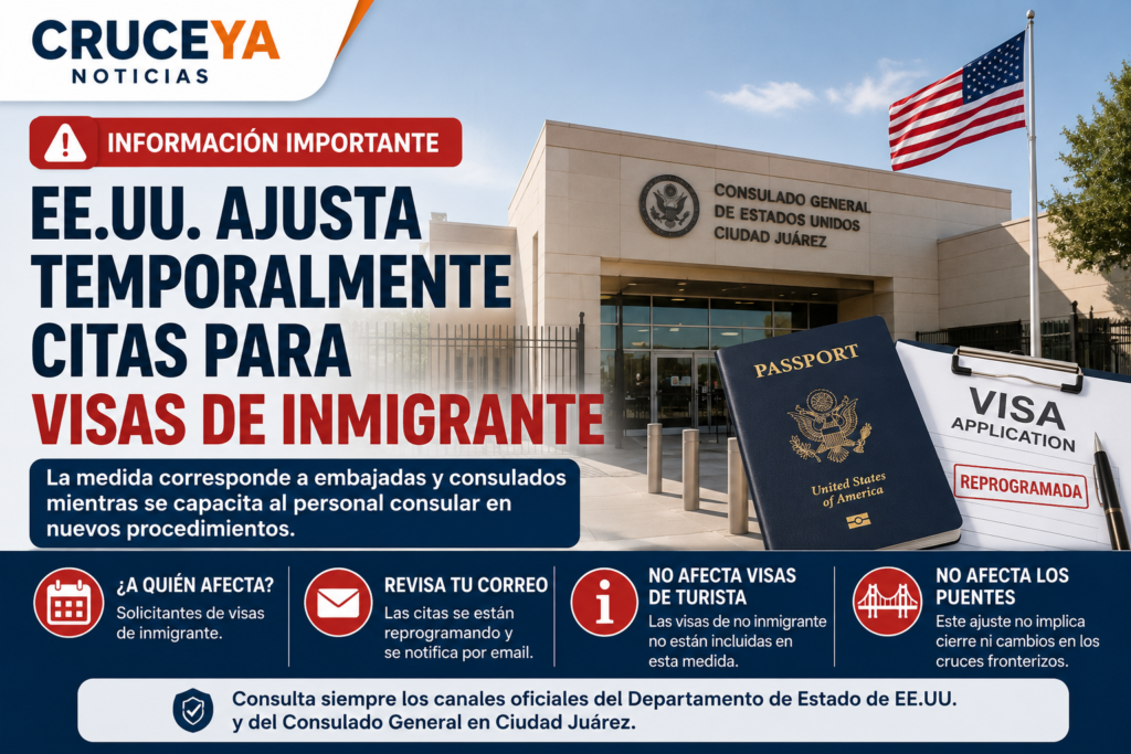 Estados Unidos ajusta citas de visas de inmigrante: reportan reprogramaciones en Ciudad Juárez para septiembre
