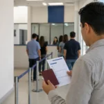 Solicitante espera una entrevista para tramitar una visa estadounidense en México Título de imagen: Citas rápidas para visa estadounidense en México
