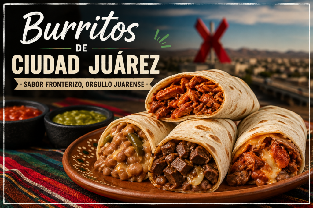 Burritos de Ciudad Juárez, comida típica preparada con tortilla de harina y guisados tradicionales