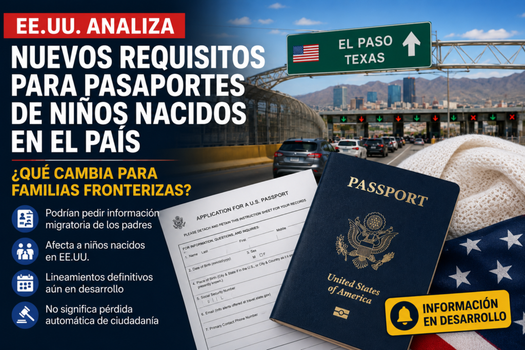 EE.UU. analiza pedir información migratoria de los padres al tramitar pasaportes de menores. Te explicamos qué se sabe y qué significa para familias fronterizas.