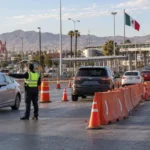 Desvío vehicular en el acceso al Puente Libre de Ciudad Juárez