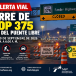 Cierre nocturno de Loop 375 cerca del Puente Libre en El Paso del 8 al 10 de septiembre de 2026
